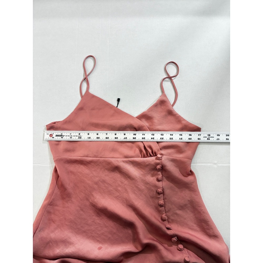 Zara Womens Satin Midi Slip Dress Rose Pink Side Button Slit Size L - Picture 5 of 9